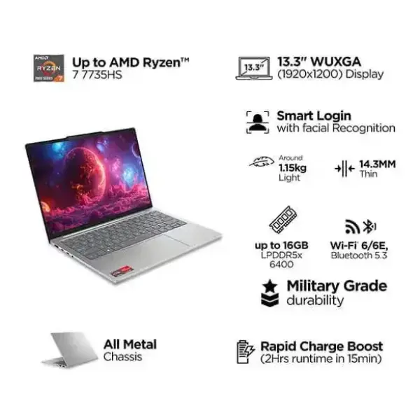 Lenovo-Ideapad Slim 5 Gen 10, 33.78cms - AMD R7(Cloud Grey)